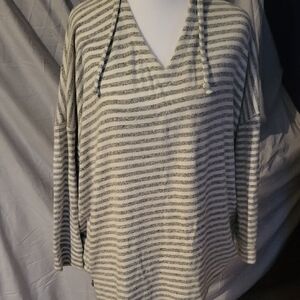 Striped Gray and White Women's Sweater
